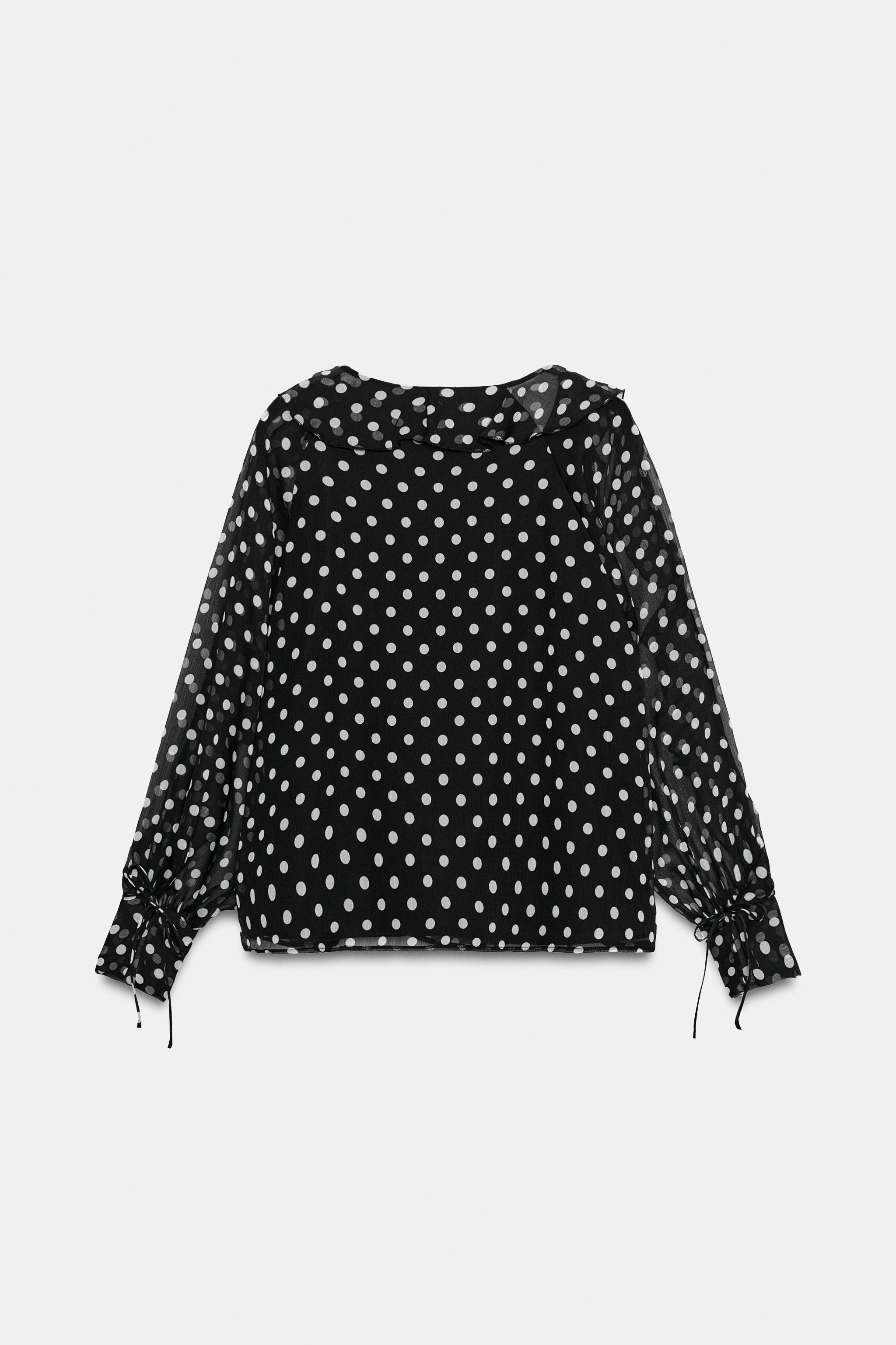 POLKA DOT RUFFLE BLOUSE